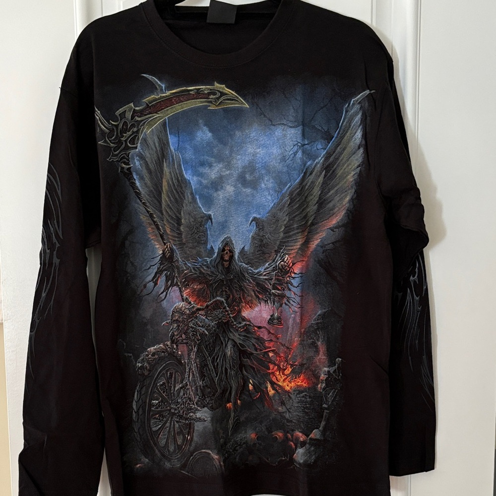 Vintage Spiral Direct Men's Black Graphic Long Sleeve Shirt large New